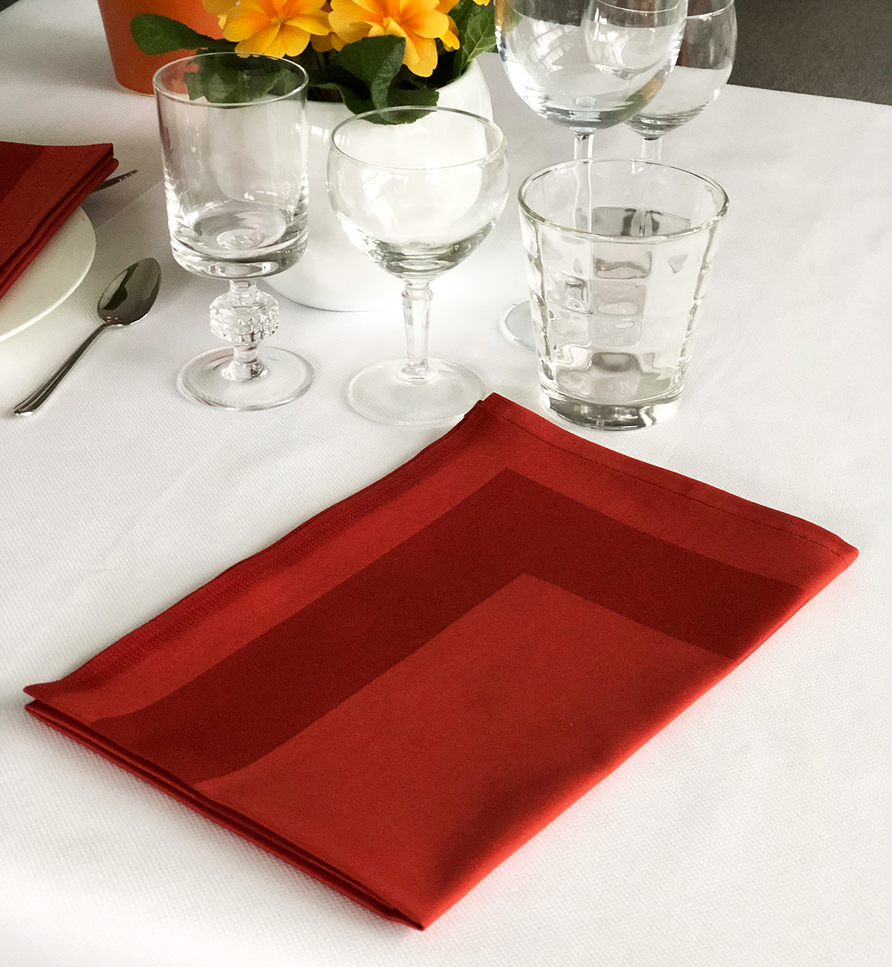 Stoffserviette Padua ziegelrot Atlasstreifen Stoffserviette Padua ziegelrot Atlasstreifen